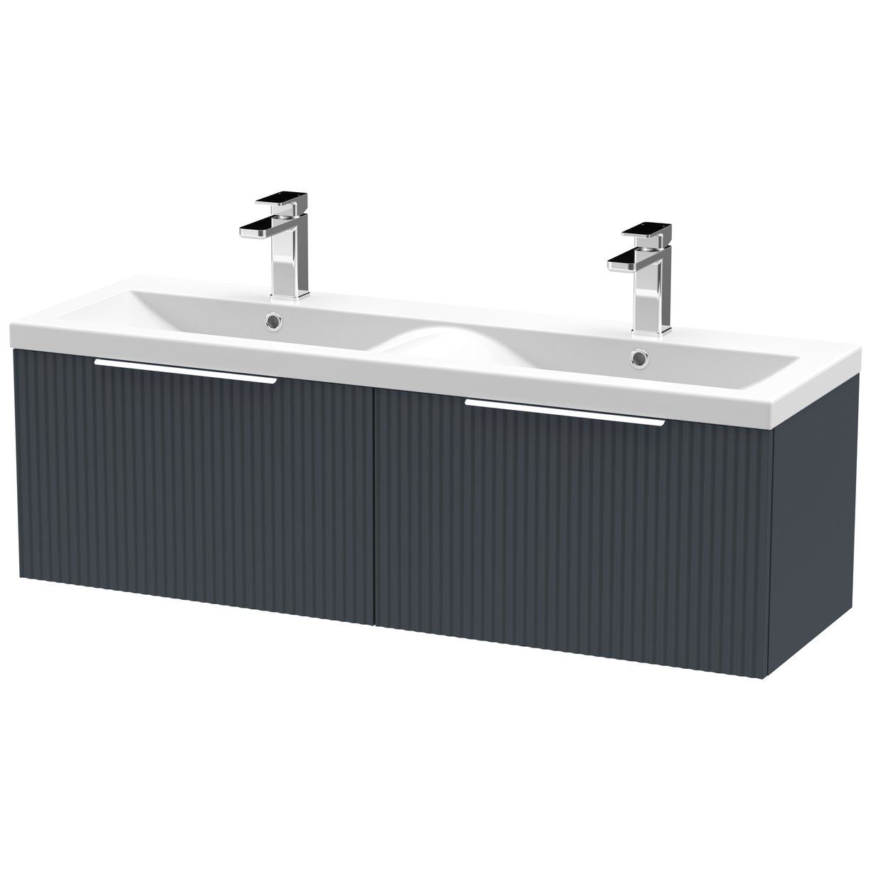 1200 W/H 2-Drawer Vanity & Double Basin - Satin Soft Black