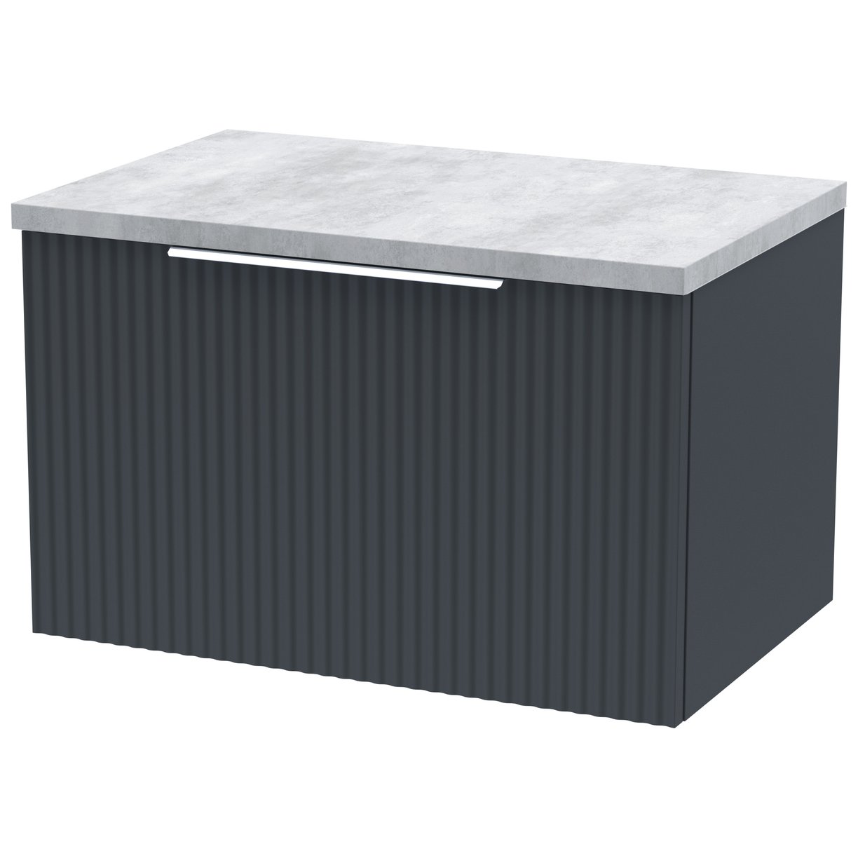 600 W/H Single Drawer Vanity & Laminate Top - Satin Soft Black