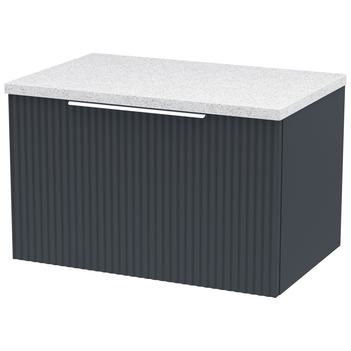 600 W/H Single Drawer Vanity & Laminate Top - Satin Soft Black