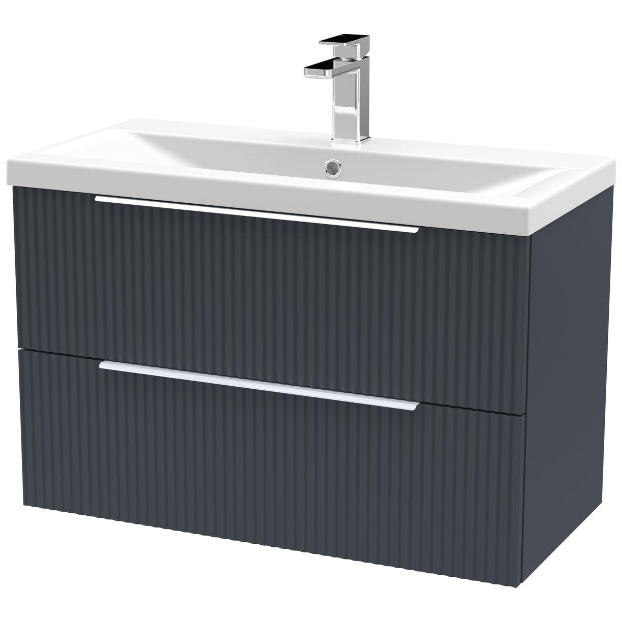 800 W/H 2-Drawer Vanity & Basin 1 - Satin Soft Black
