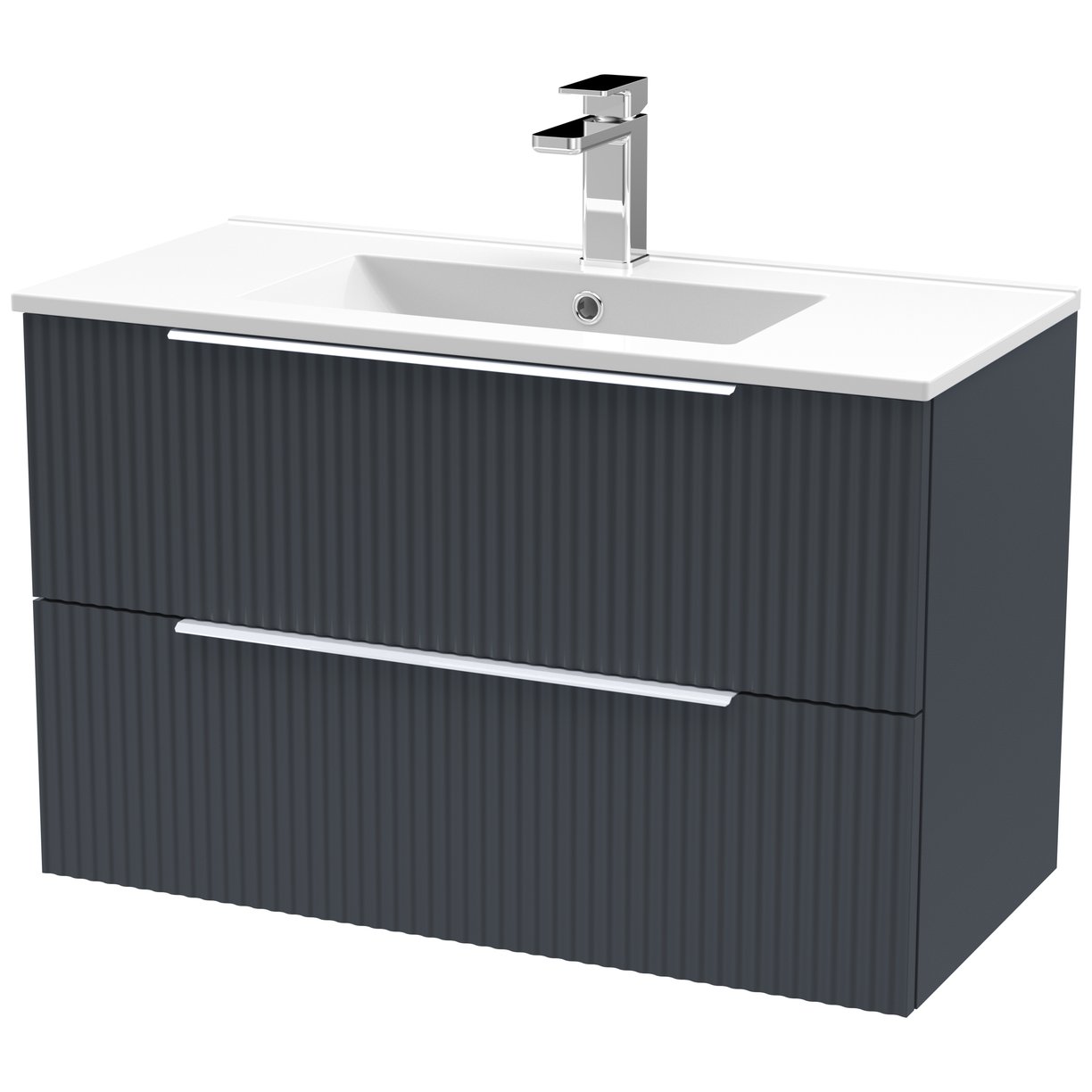 800 W/H 2-Drawer Vanity & Basin 2 - Satin Soft Black