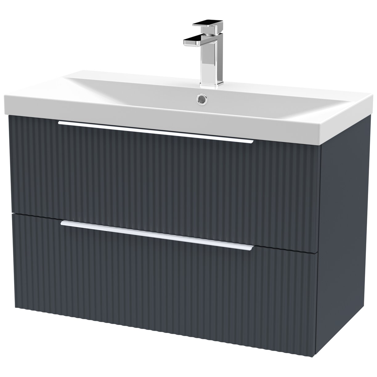 800 W/H 2-Drawer Vanity & Basin 3 - Satin Soft Black