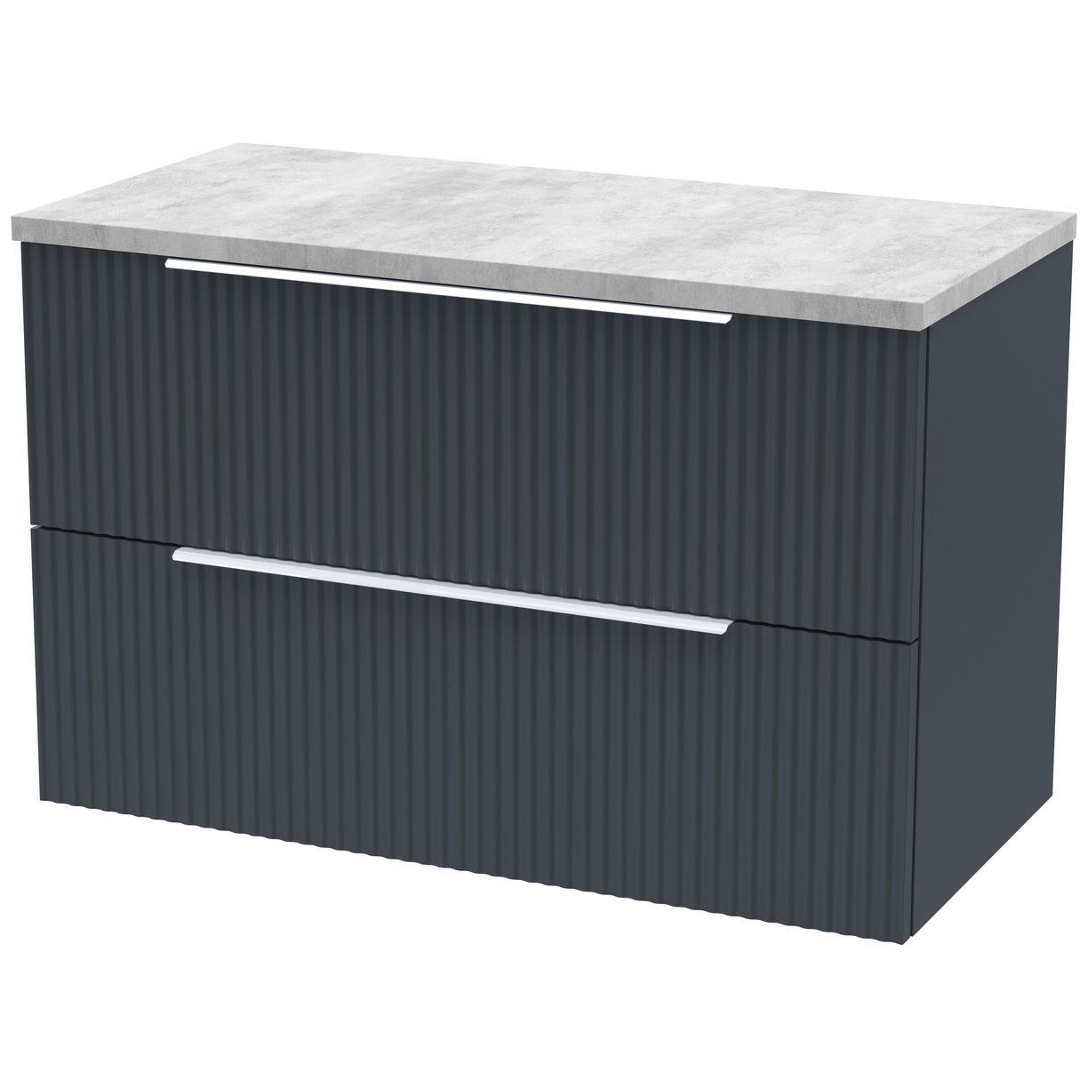 800 W/H 2-Drawer Vanity & Laminate Top - Satin Soft Black