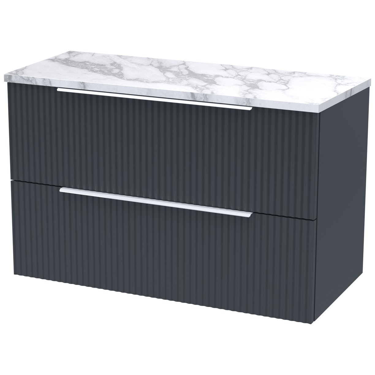 800 W/H 2-Drawer Vanity & Laminate Top - Satin Soft Black
