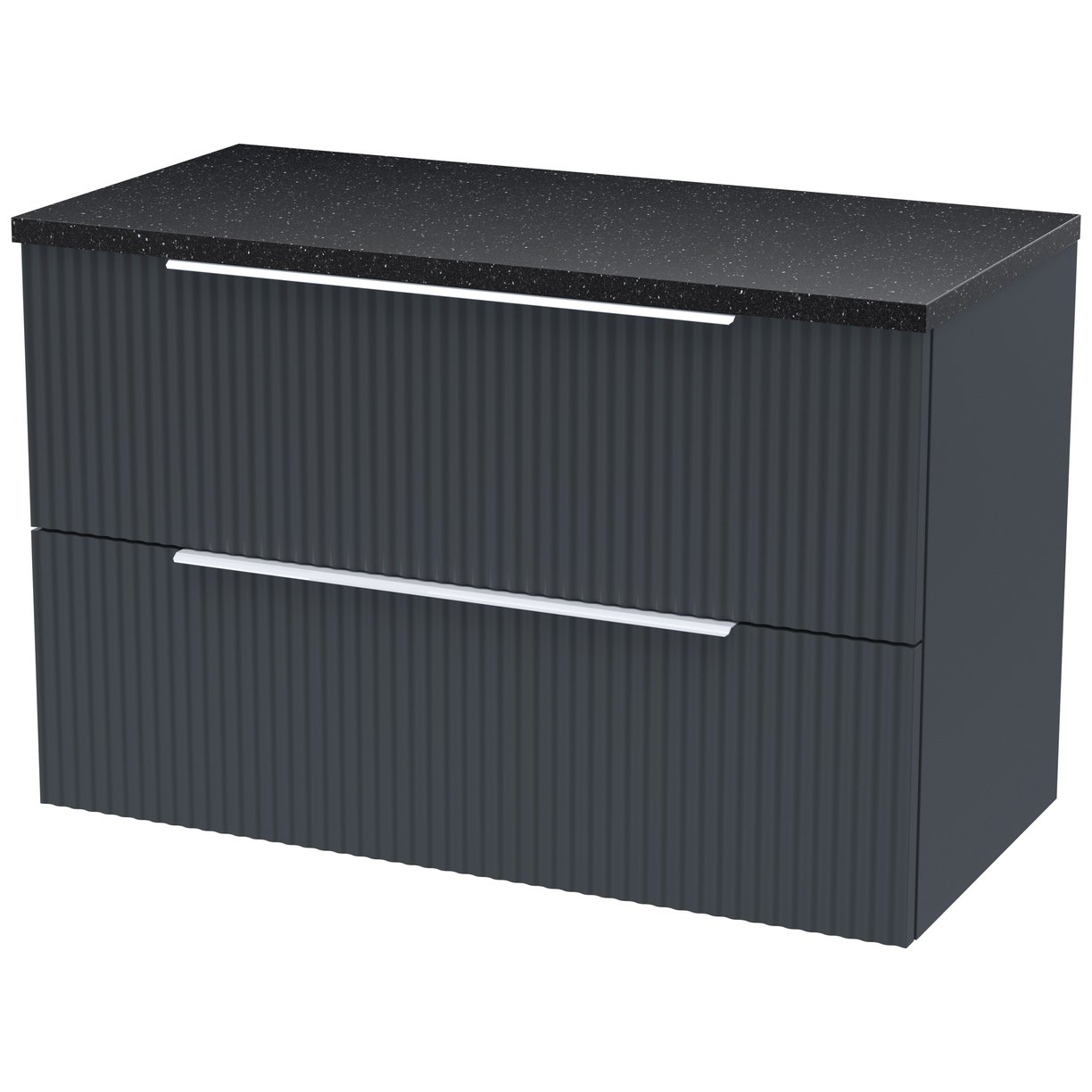 800 W/H 2-Drawer Vanity & Laminate Top - Satin Soft Black