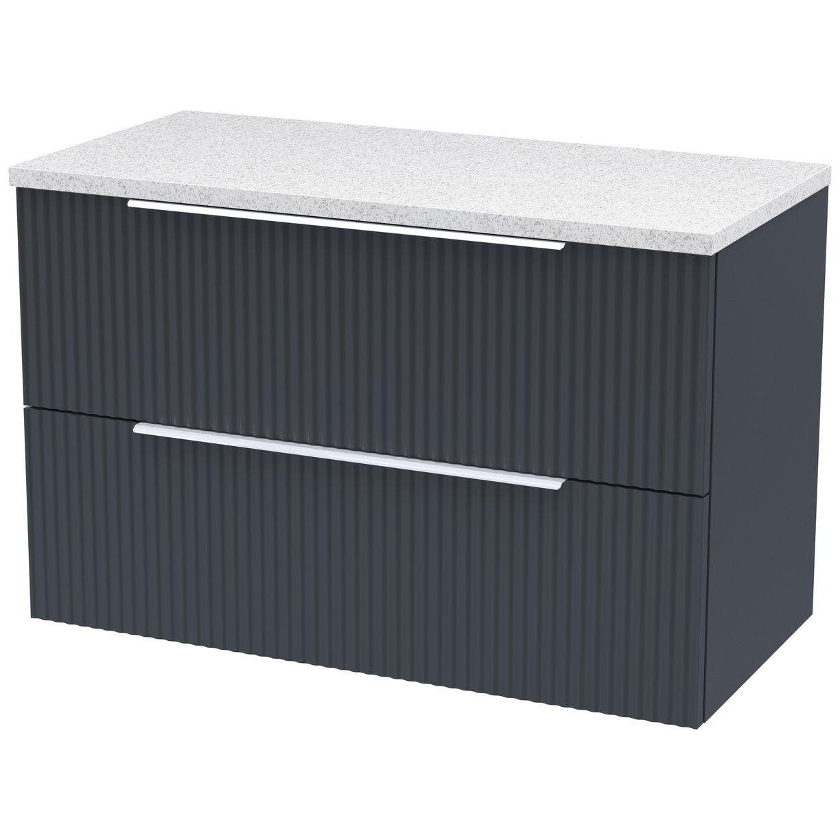 800 W/H 2-Drawer Vanity & Laminate Top - Satin Soft Black