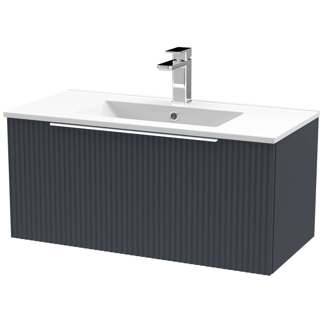 800 W/H Single Drawer Vanity & Basin 2 - Satin Soft Black