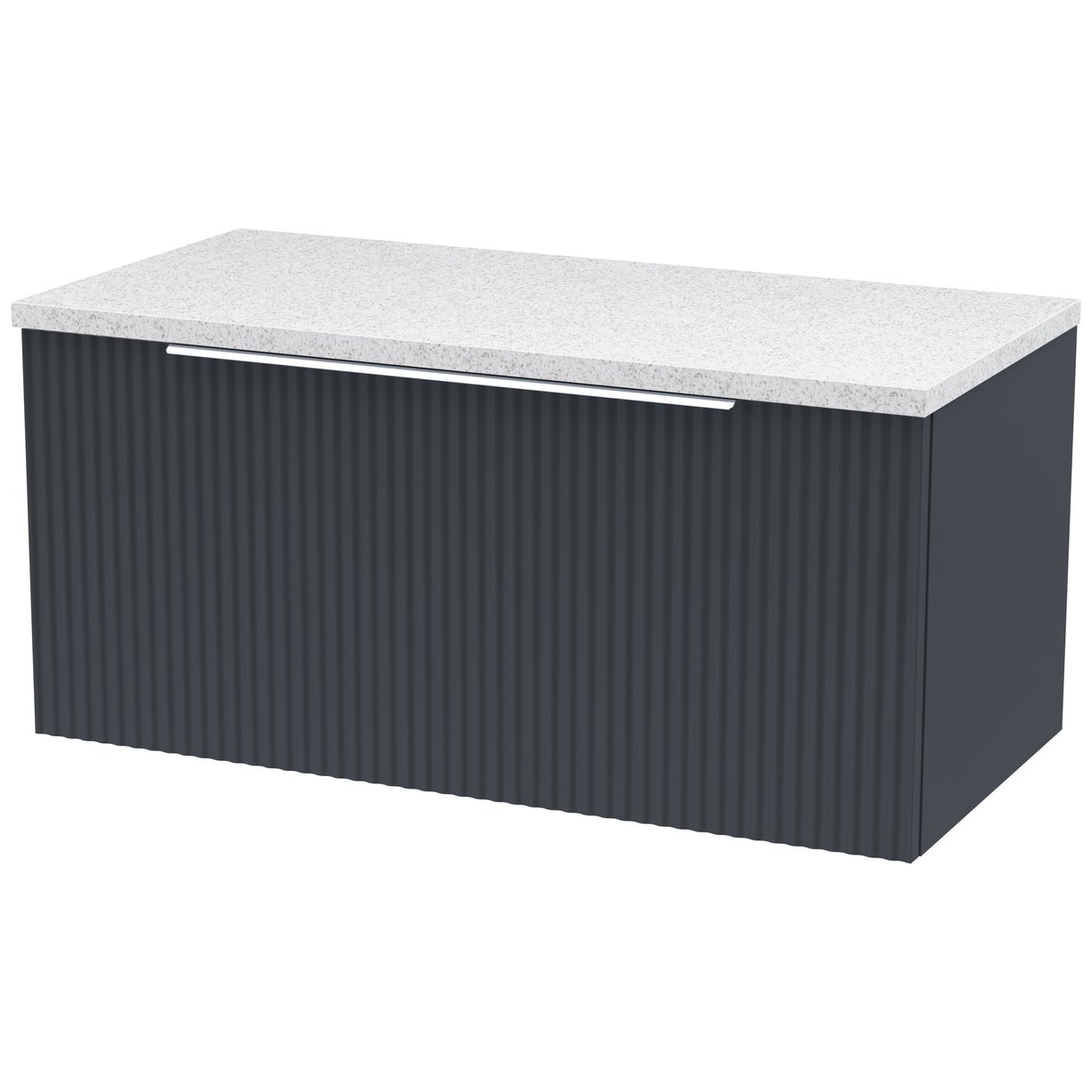 800 W/H Single Drawer Vanity & Laminate Top - Satin Soft Black