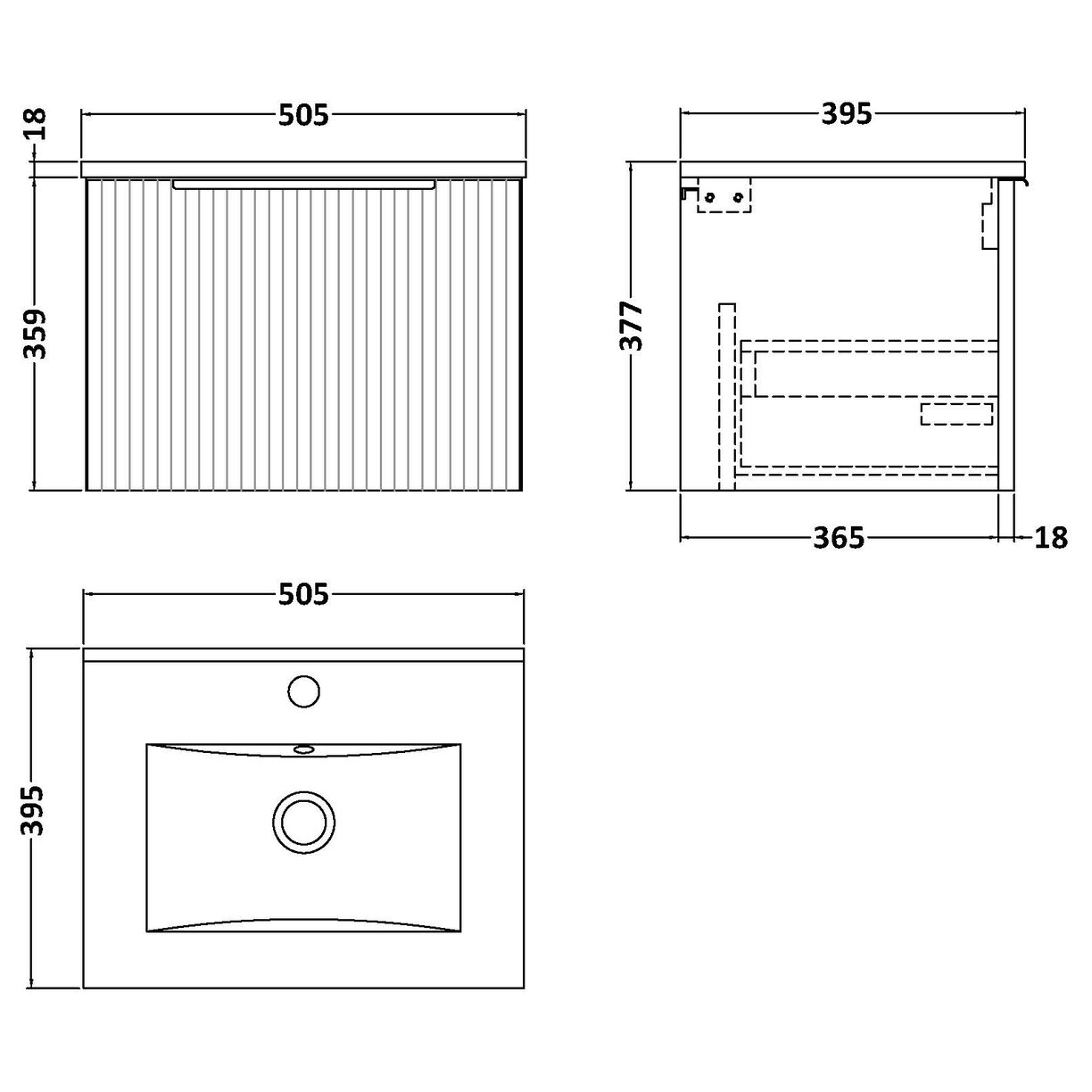 500 W/H Single Drawer Vanity & Basin 2 - Satin White