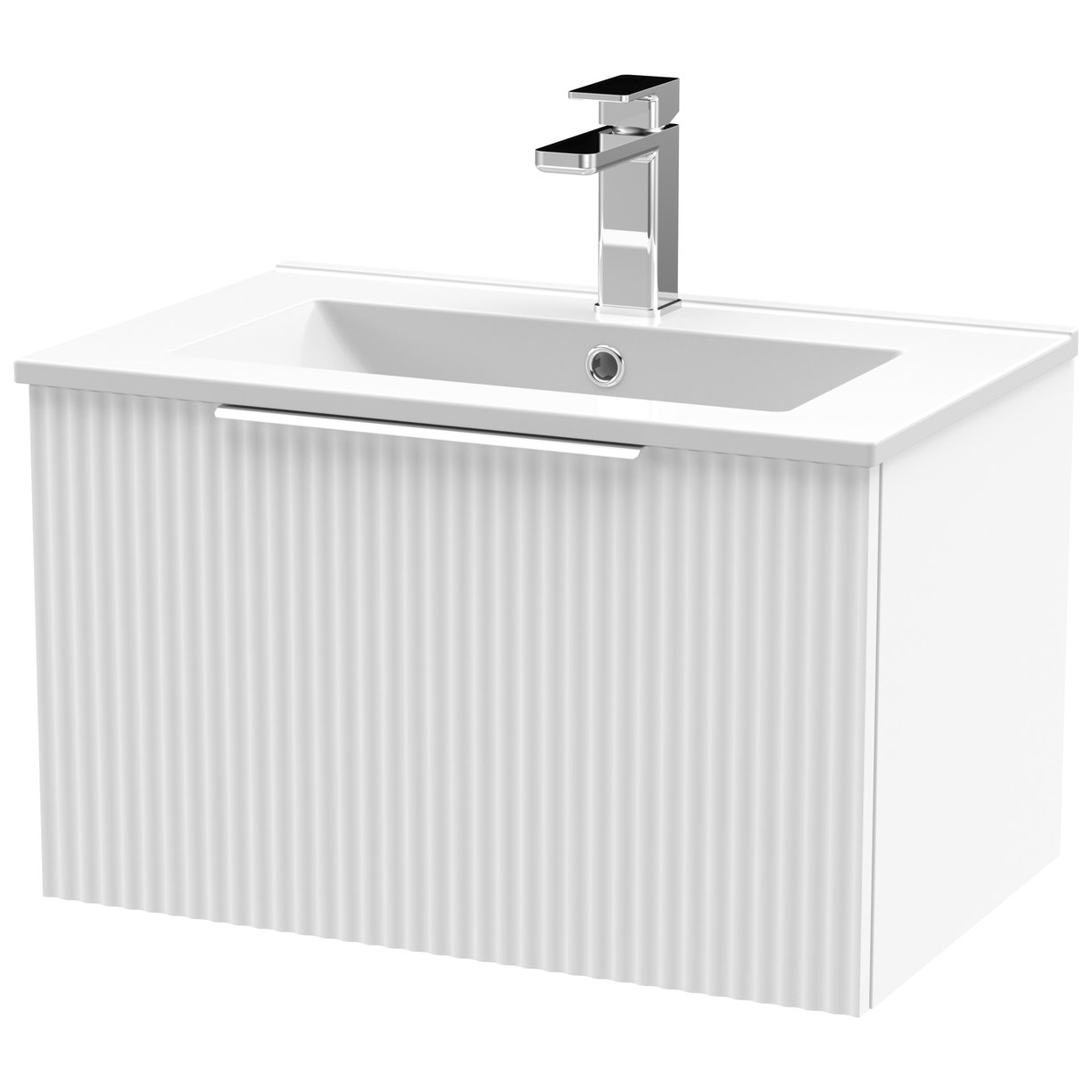 600 W/H Single Drawer Vanity & Basin 2 - Satin White