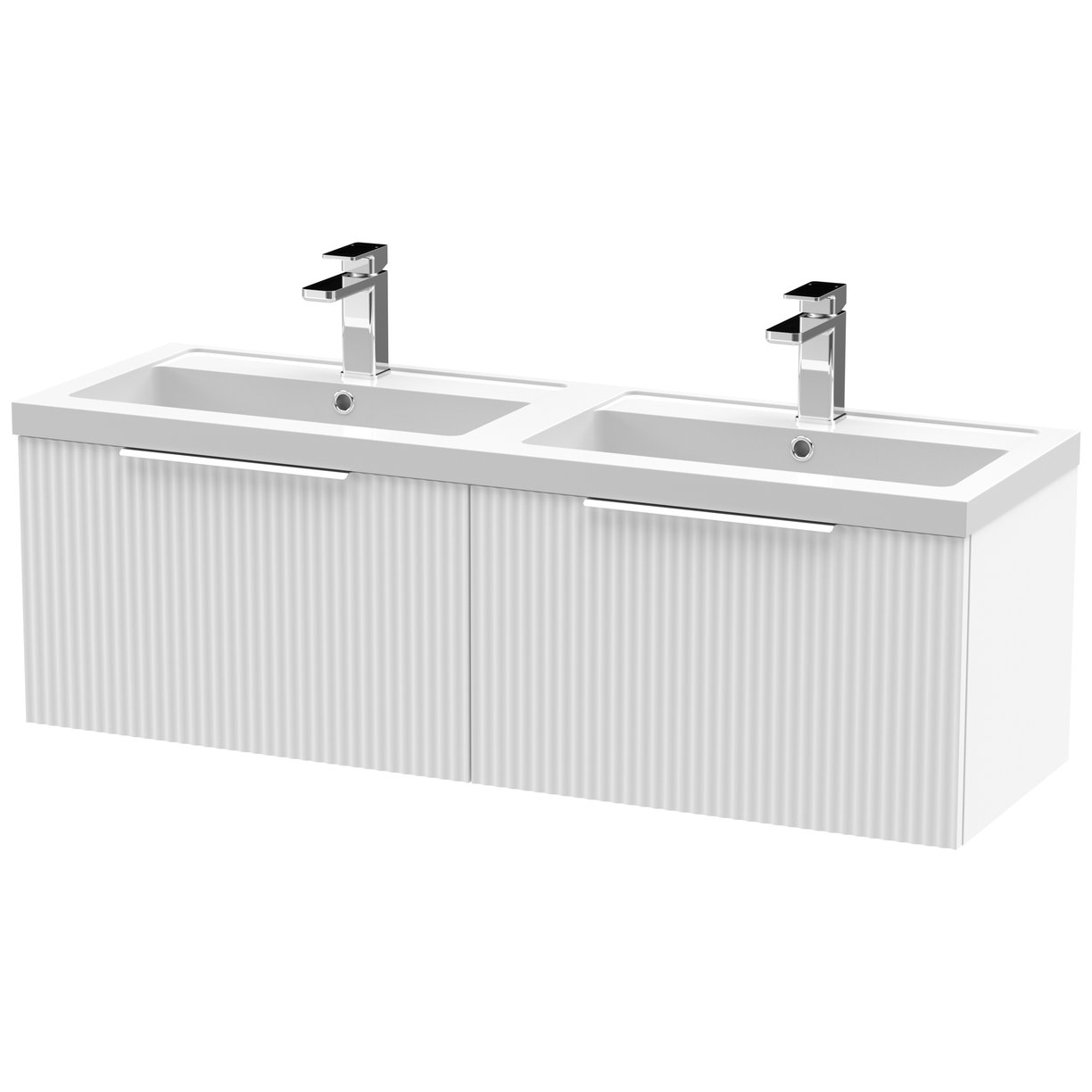 1200 W/H 2-Drawer Vanity & Double Basin - Satin White