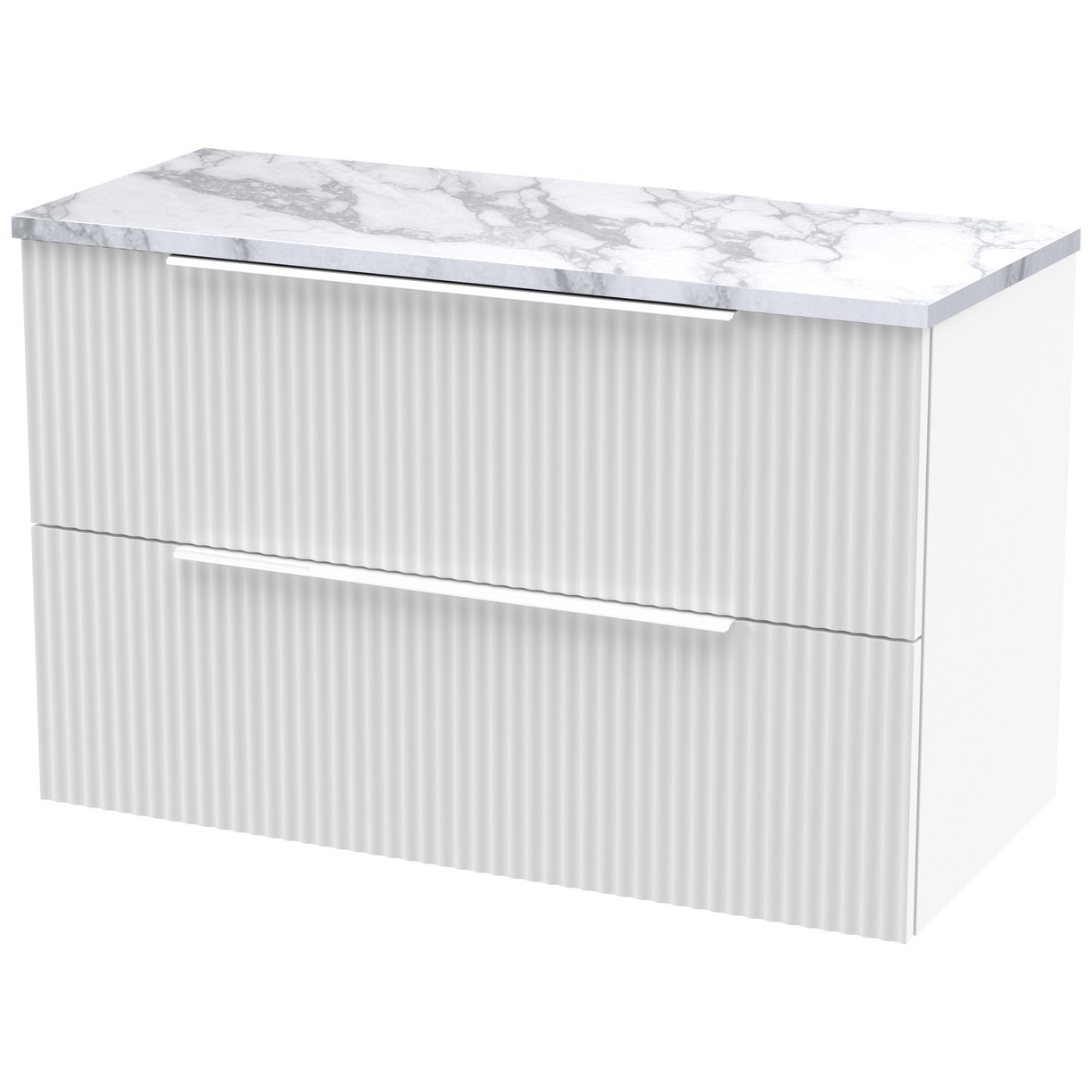 800 W/H 2-Drawer Vanity & Laminate Top - Satin White
