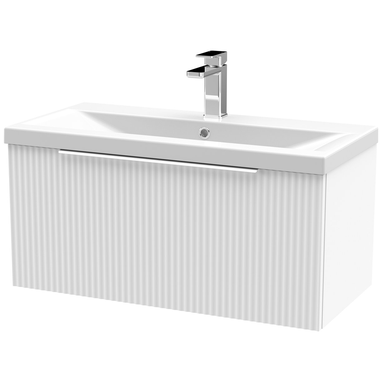 800 W/H Single Drawer Vanity & Basin 1 - Satin White