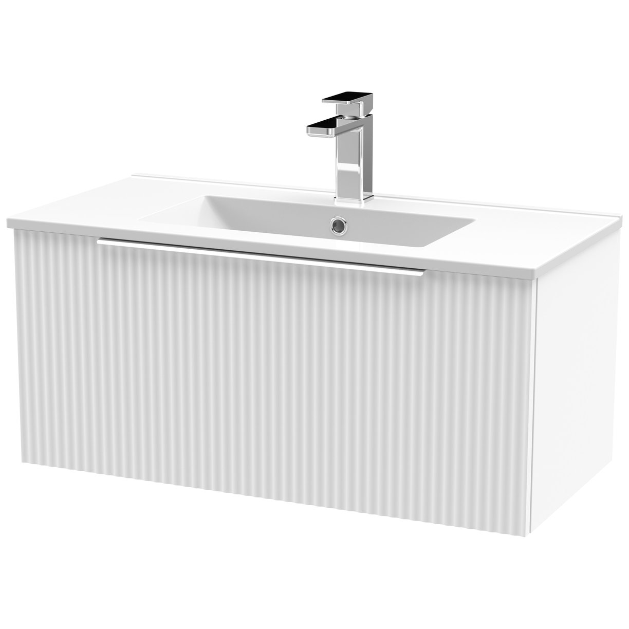 800 W/H Single Drawer Vanity & Basin 2 - Satin White