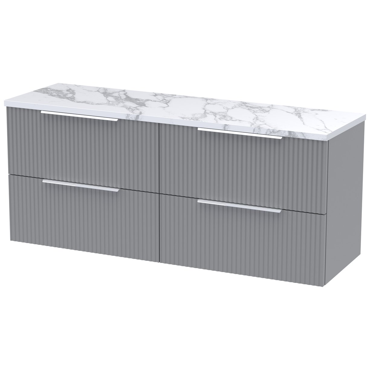1200 W/H 4-Drawer Vanity & Laminate Top - Satin Grey