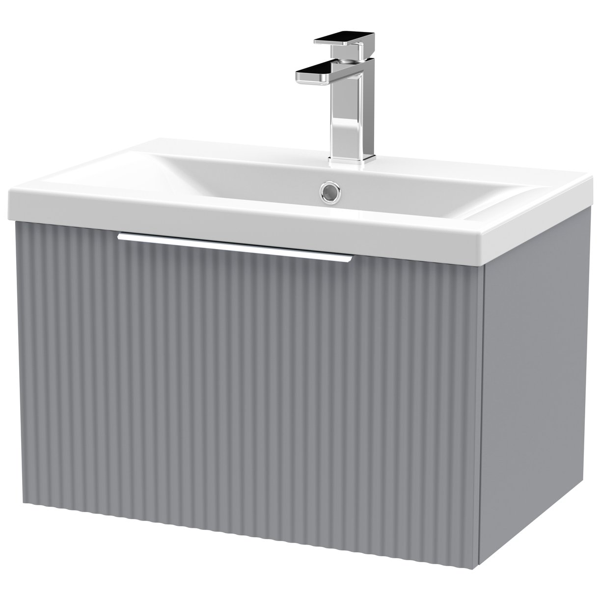 600 W/H Single Drawer Vanity & Basin 1 - Satin Grey