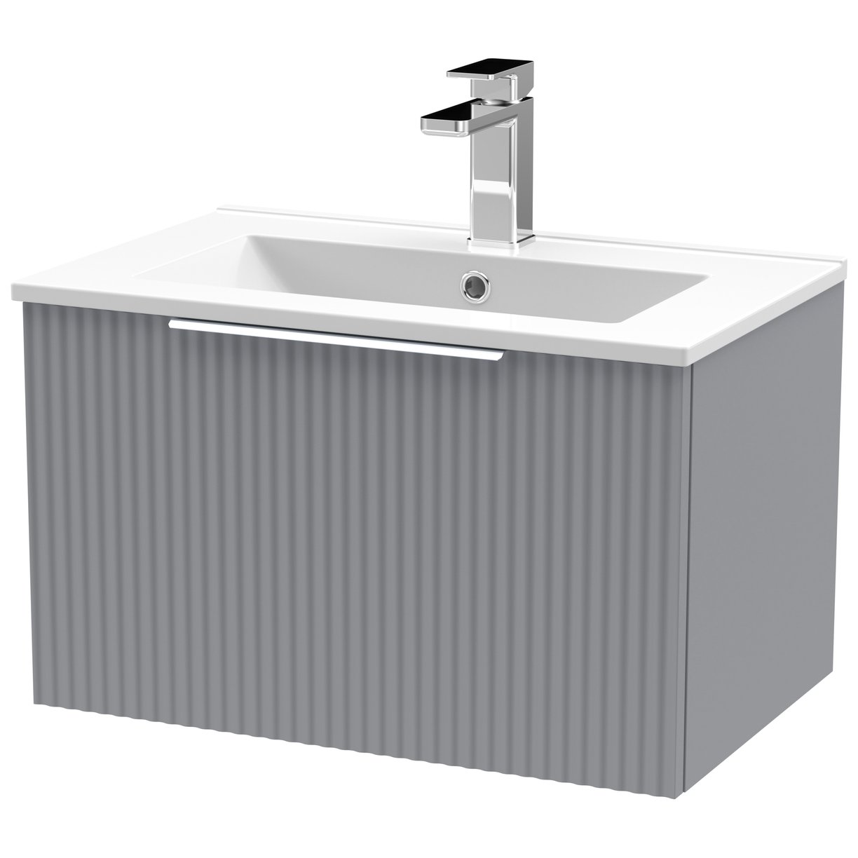 600 W/H Single Drawer Vanity & Basin 2 - Satin Grey