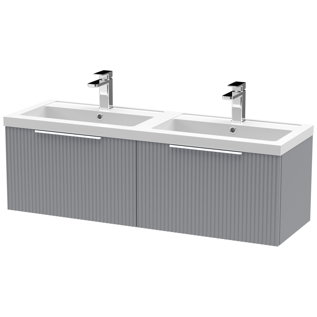 1200 W/H 2-Drawer Vanity & Double Basin - Satin Grey