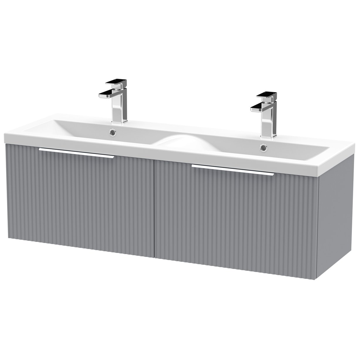 1200 W/H 2-Drawer Vanity & Double Basin - Satin Grey