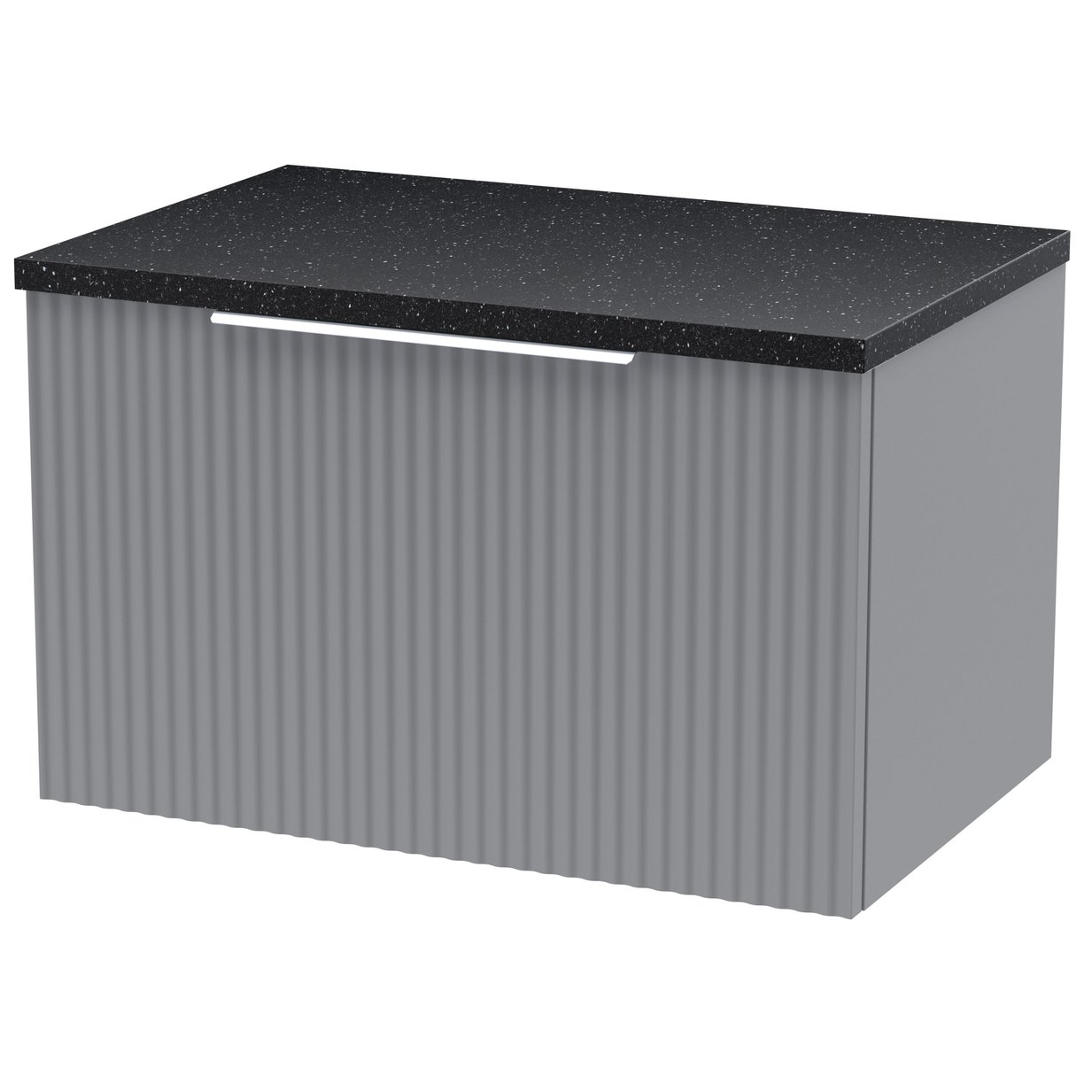 600 W/H Single Drawer Vanity & Laminate Top - Satin Grey
