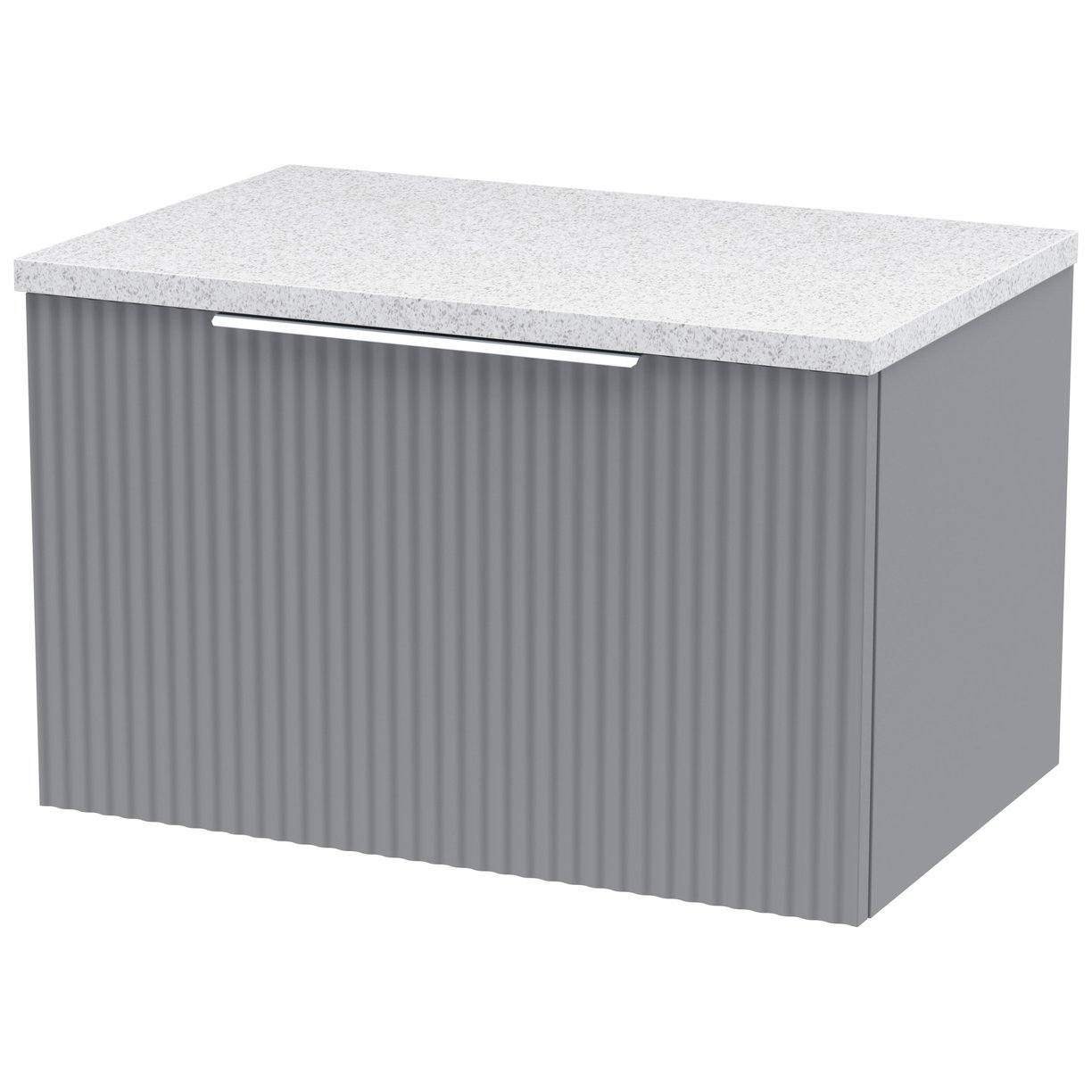 600 W/H Single Drawer Vanity & Laminate Top - Satin Grey