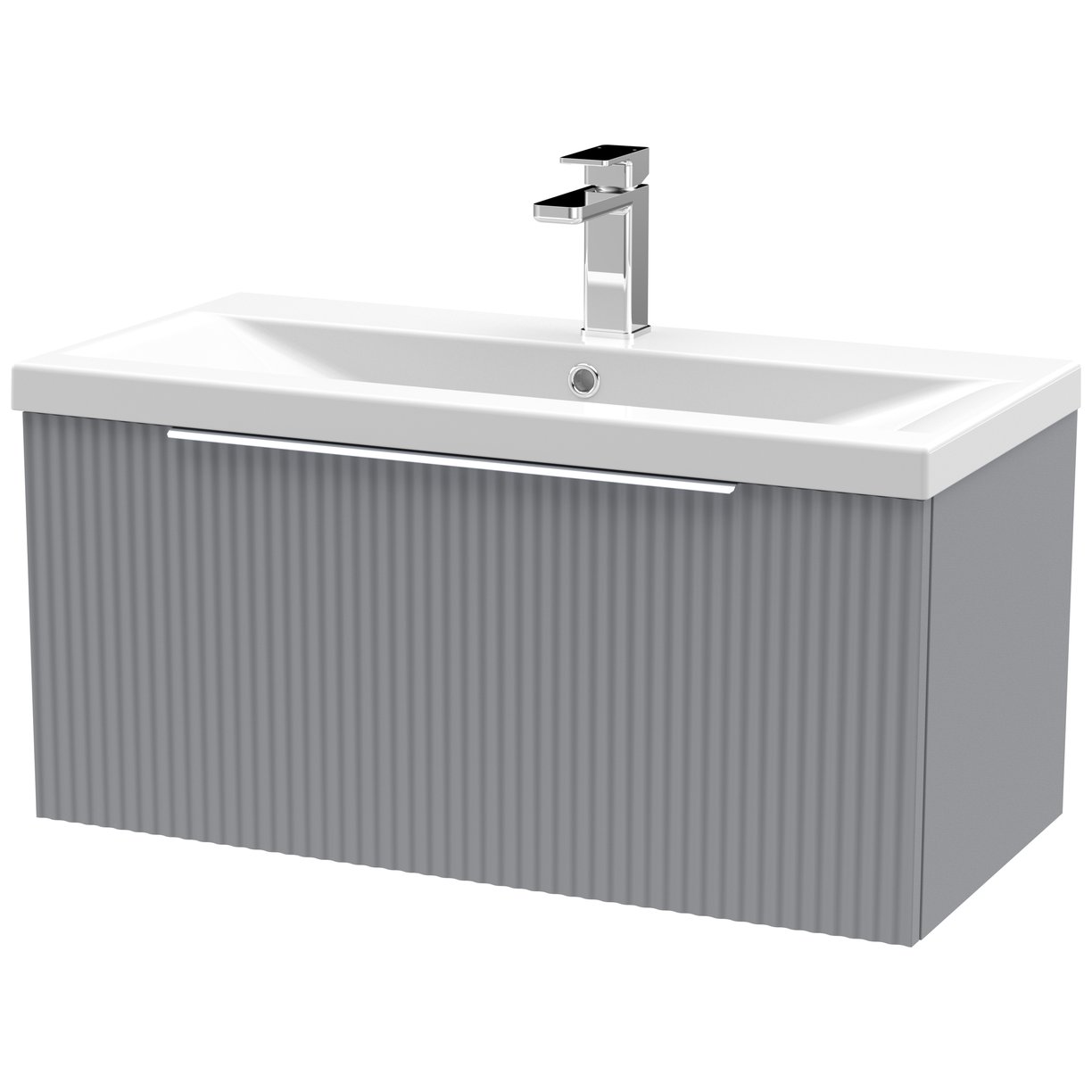 800 W/H Single Drawer Vanity & Basin 1 - Satin Grey