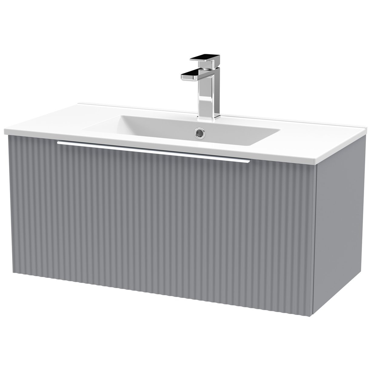 800 W/H Single Drawer Vanity & Basin 2 - Satin Grey
