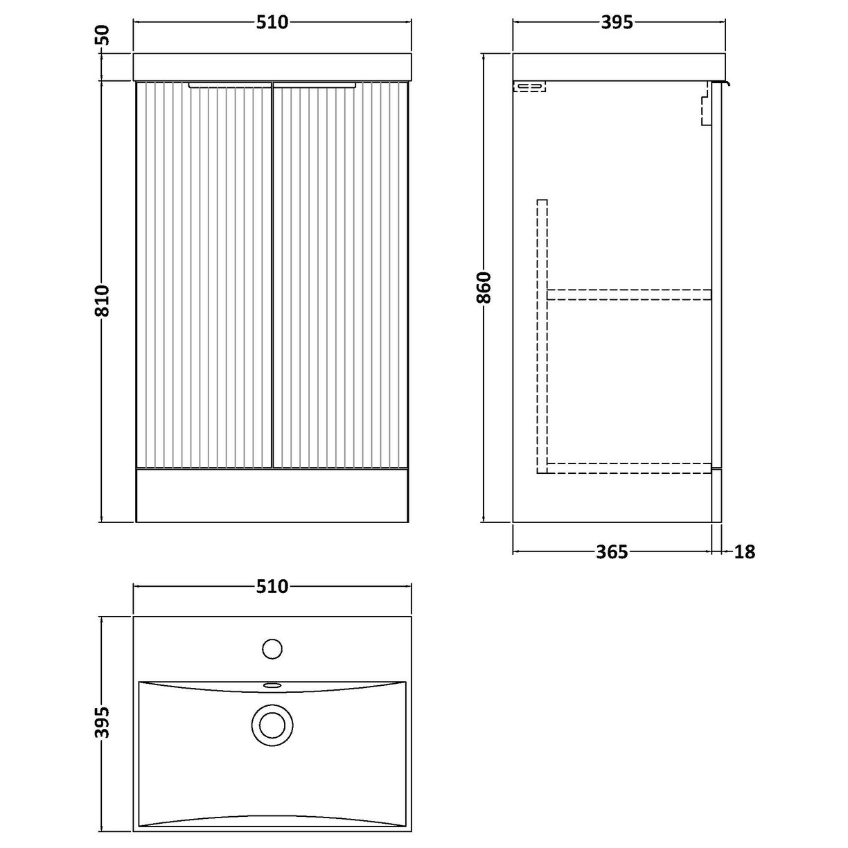 500 Fs 2-Door Vanity & Basin 3 - Satin Blue