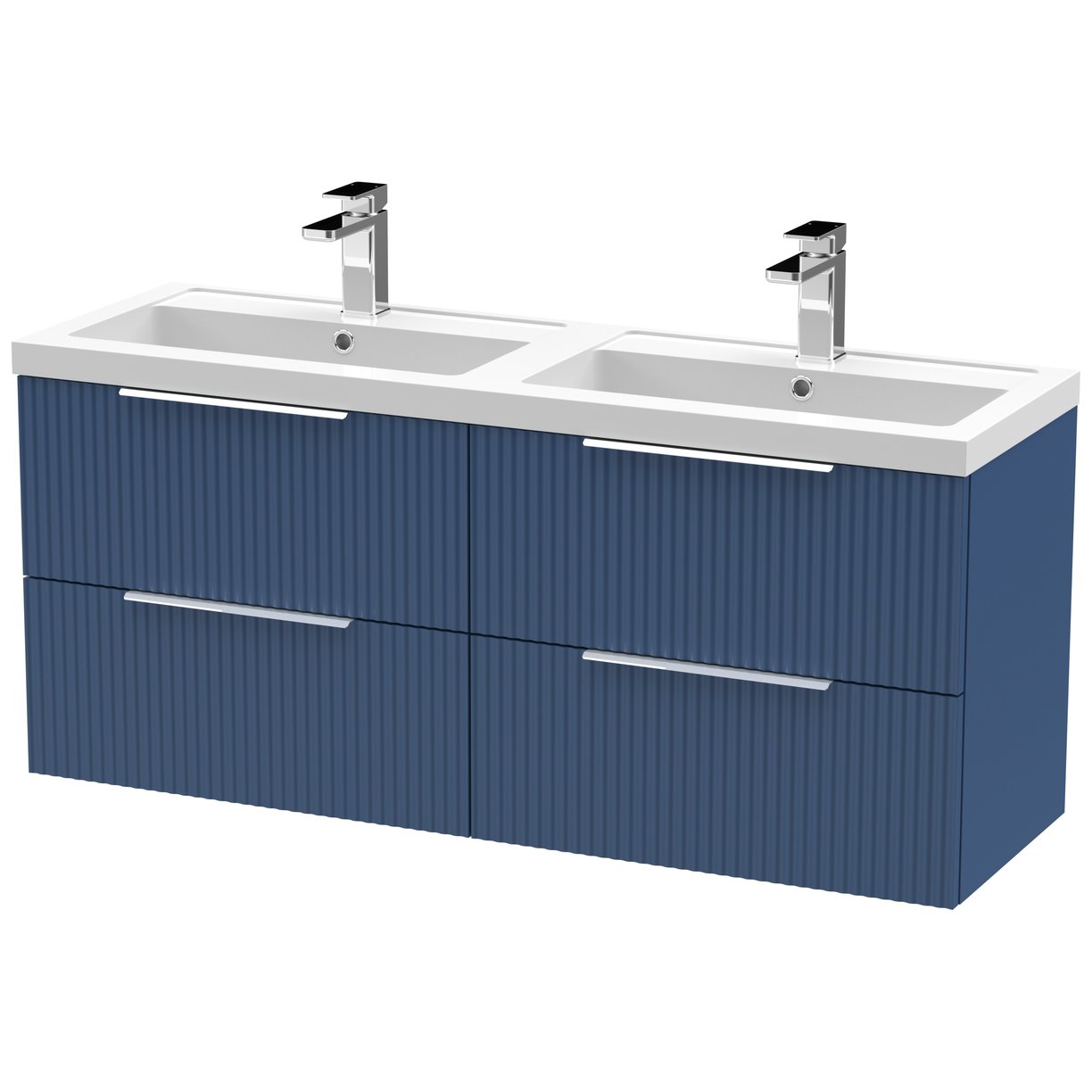 1200 W/H 4-Drawer Vanity & Double Basin - Satin Blue