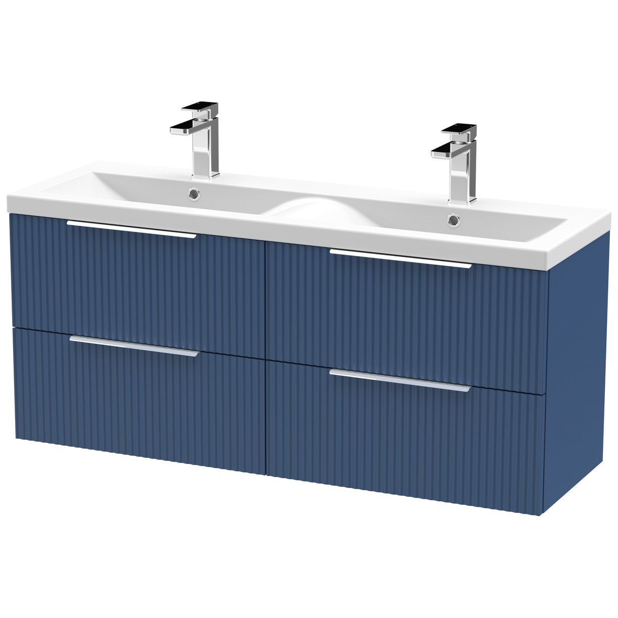 1200 W/H 4-Drawer Vanity & Double Basin - Satin Blue