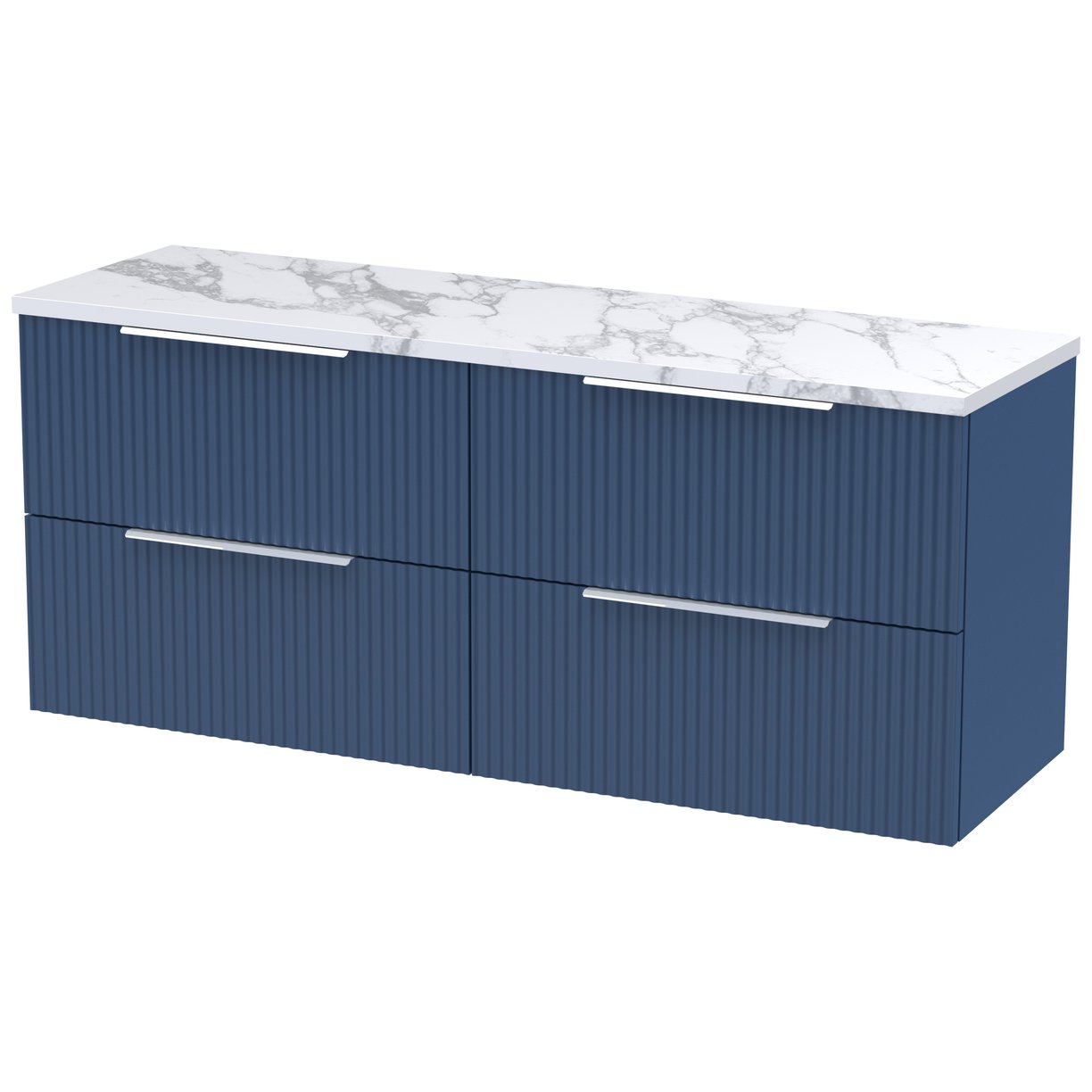 1200 W/H 4-Drawer Vanity & Laminate Top - Satin Blue