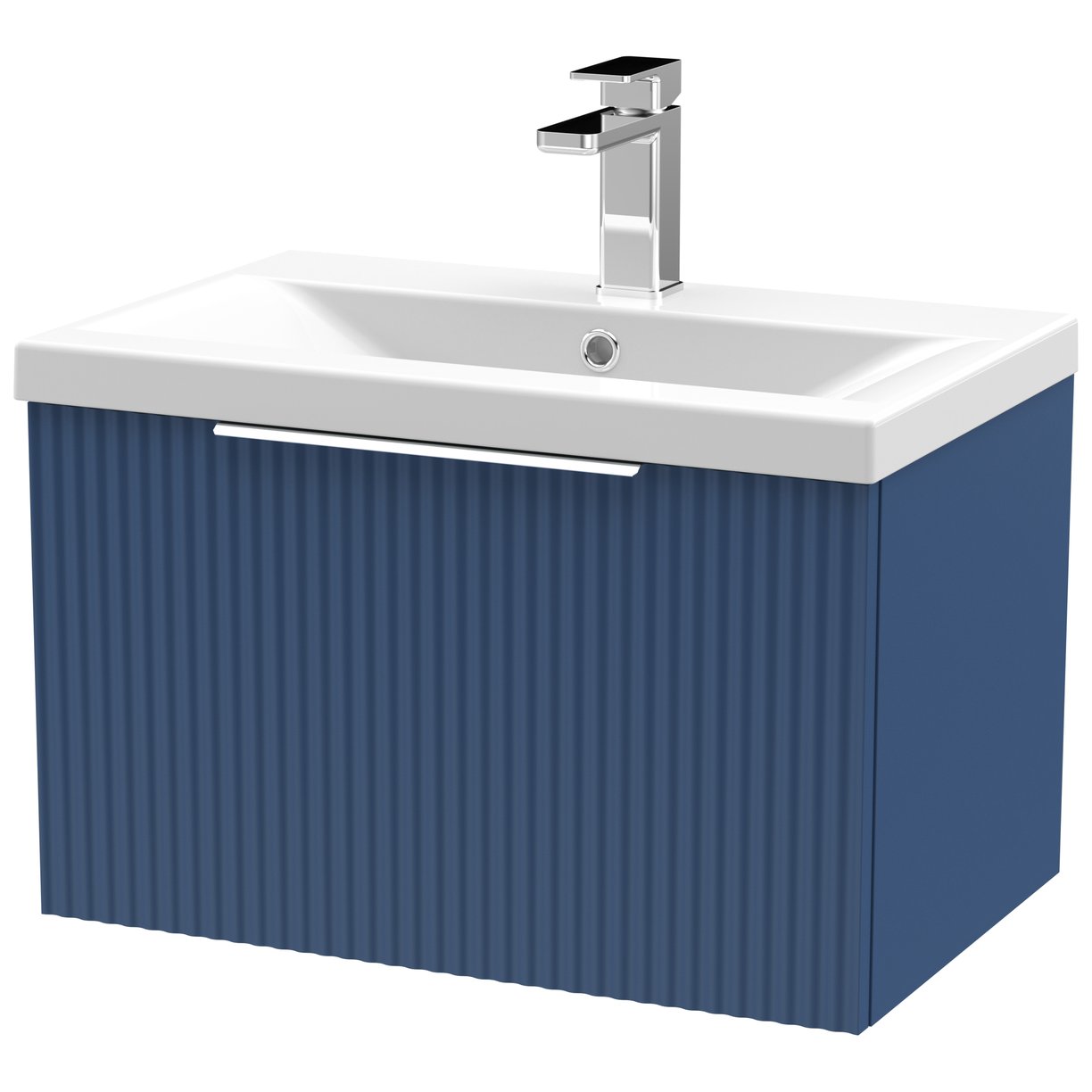 600 W/H Single Drawer Vanity & Basin 1 - Satin Blue