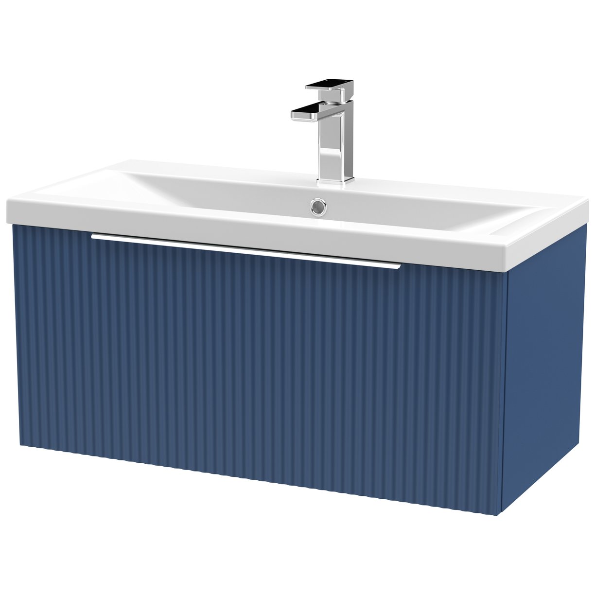 800 W/H Single Drawer Vanity & Basin 1 - Satin Blue