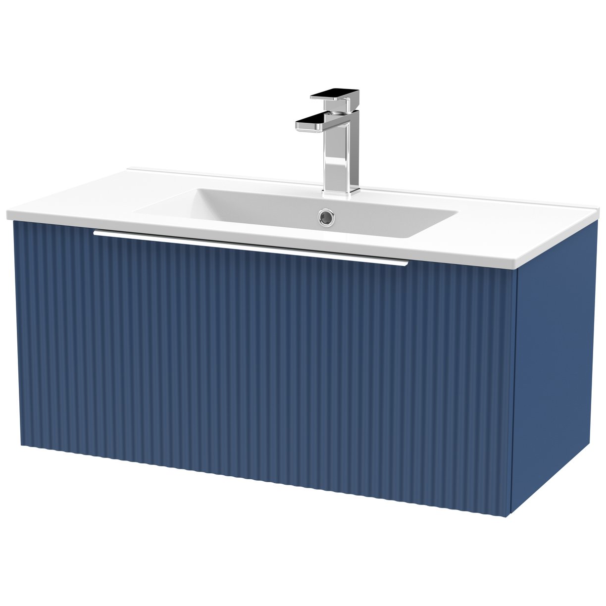 800 W/H Single Drawer Vanity & Basin 2 - Satin Blue