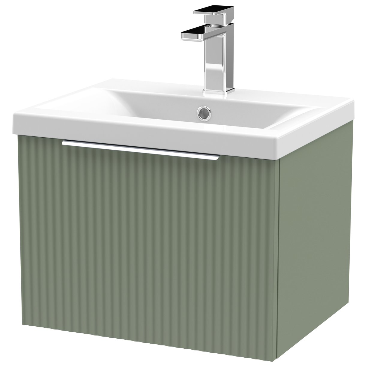 500 W/H Single Drawer Vanity & Basin 1 - Satin Green