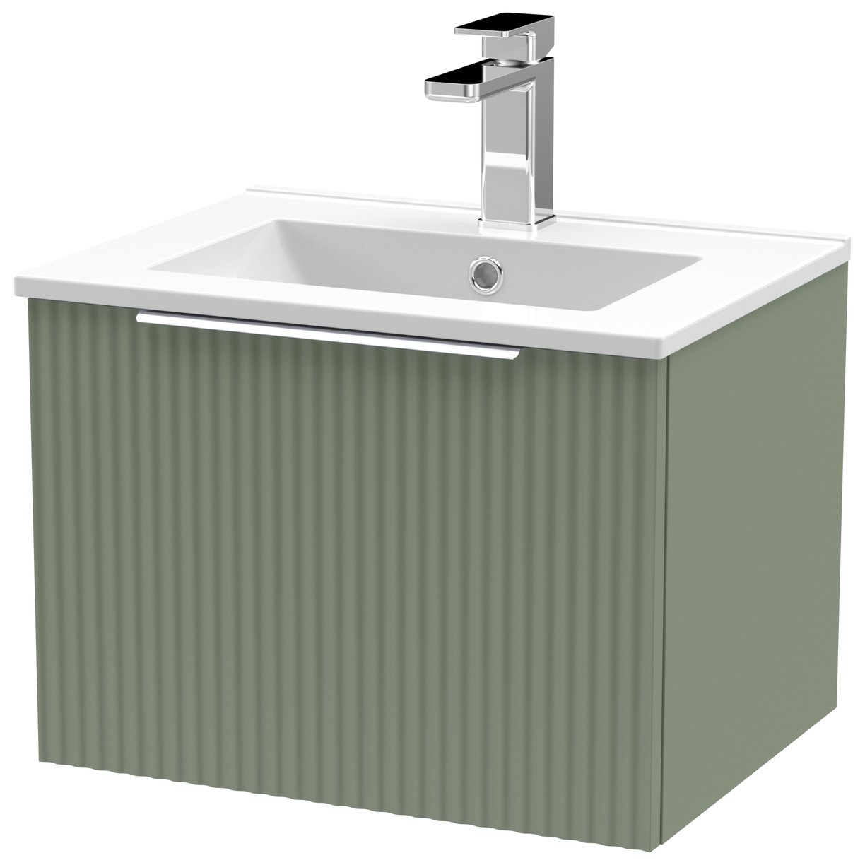 500 W/H Single Drawer Vanity & Basin 2 - Satin Green
