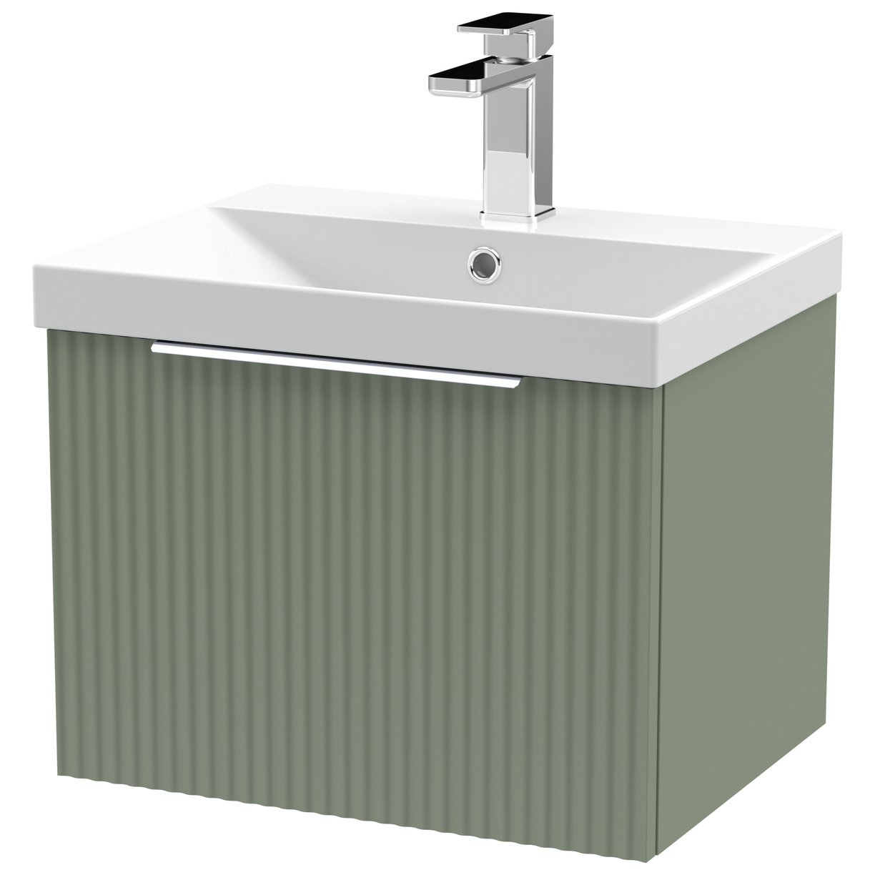 500 W/H Single Drawer Vanity & Basin 3 - Satin Green
