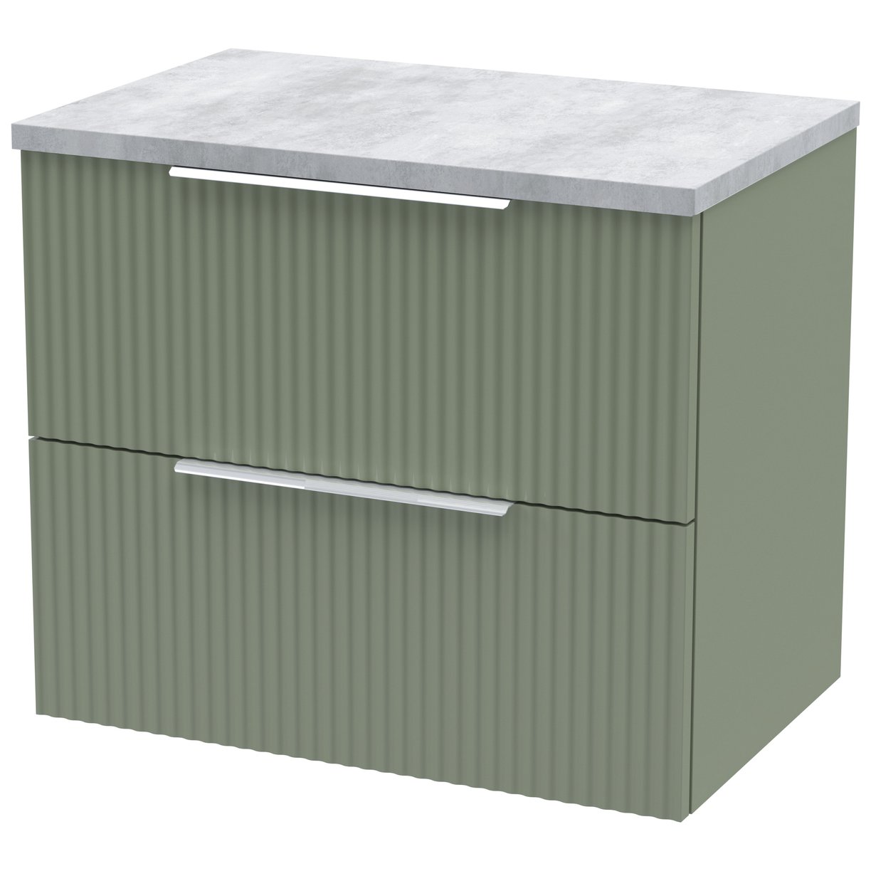 600 W/H 2-Drawer Vanity & Laminate Top - Satin Green