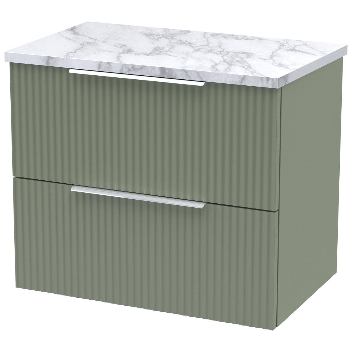 600 W/H 2-Drawer Vanity & Laminate Top - Satin Green