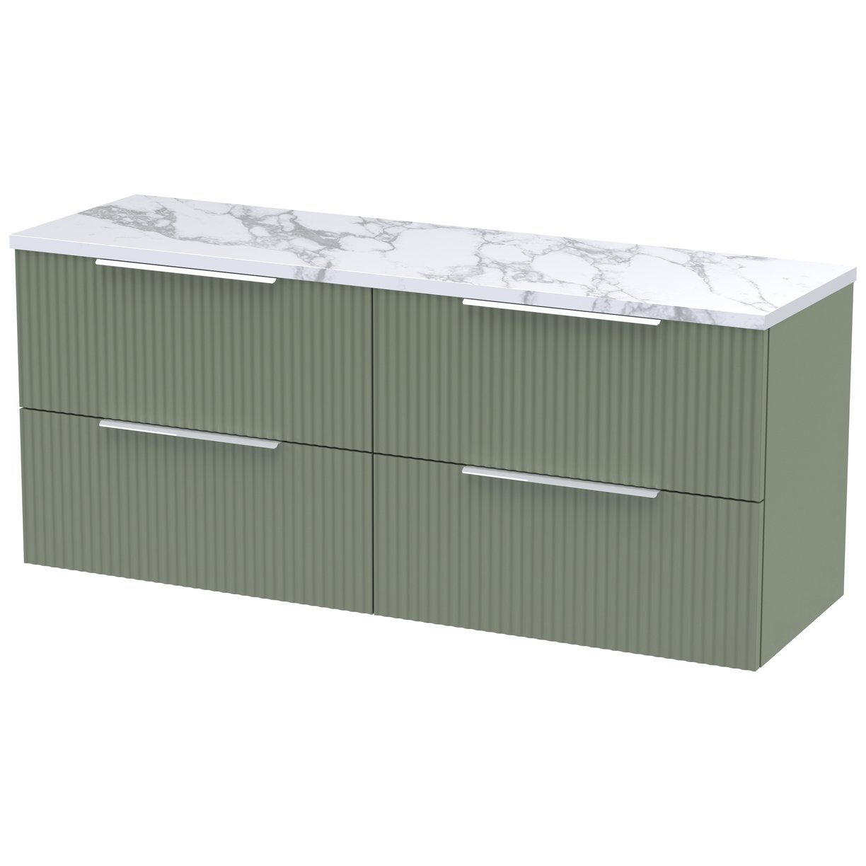 1200 W/H 4-Drawer Vanity & Laminate Top - Satin Green