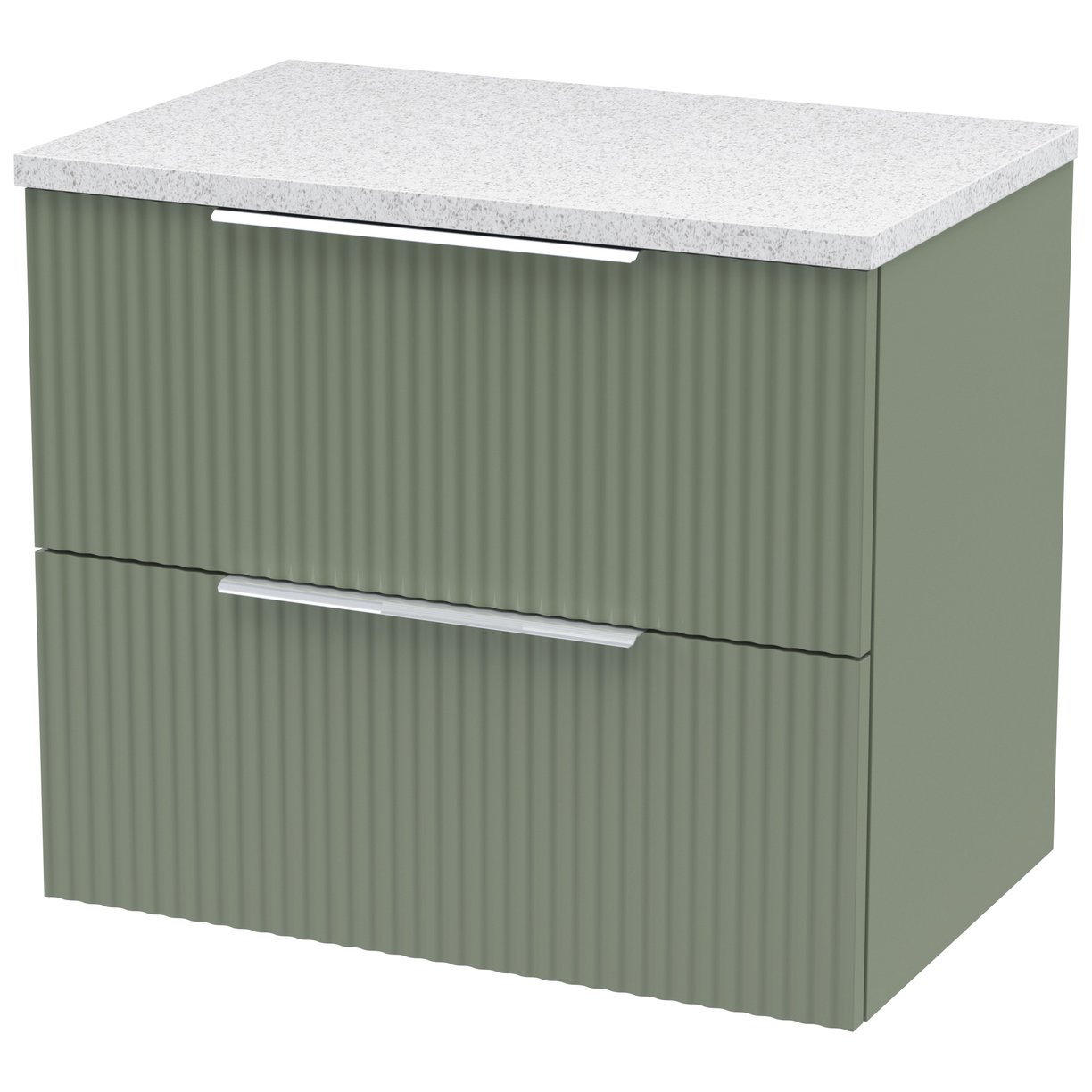 600 W/H 2-Drawer Vanity & Laminate Top - Satin Green