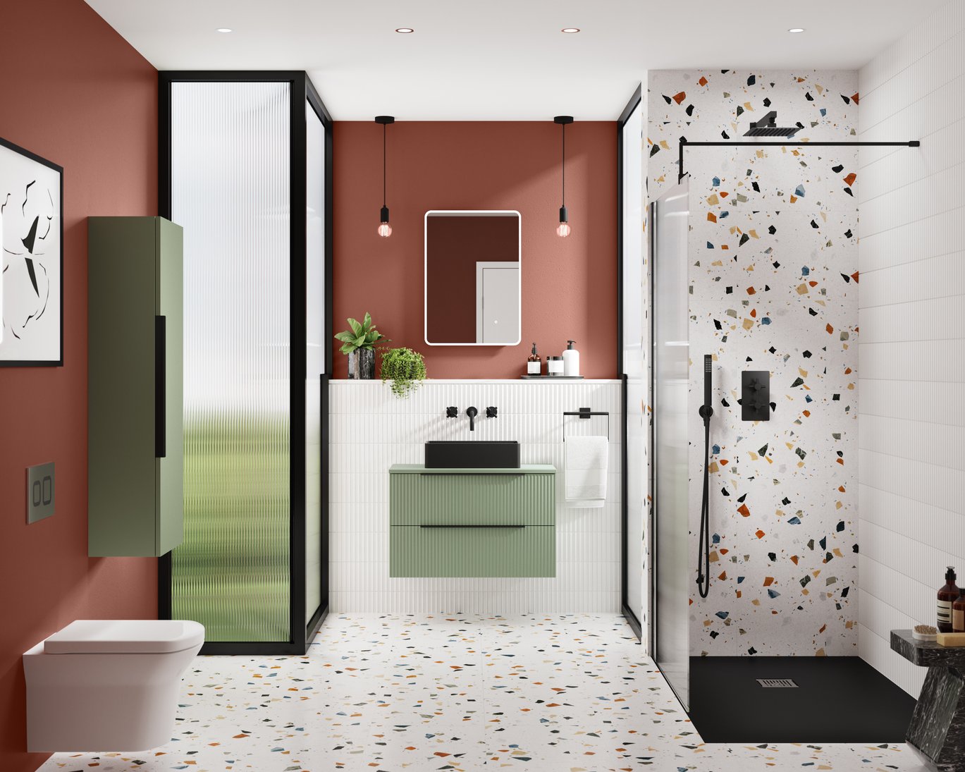 600 W/H 2-Drawer Vanity & Worktop - Satin Green