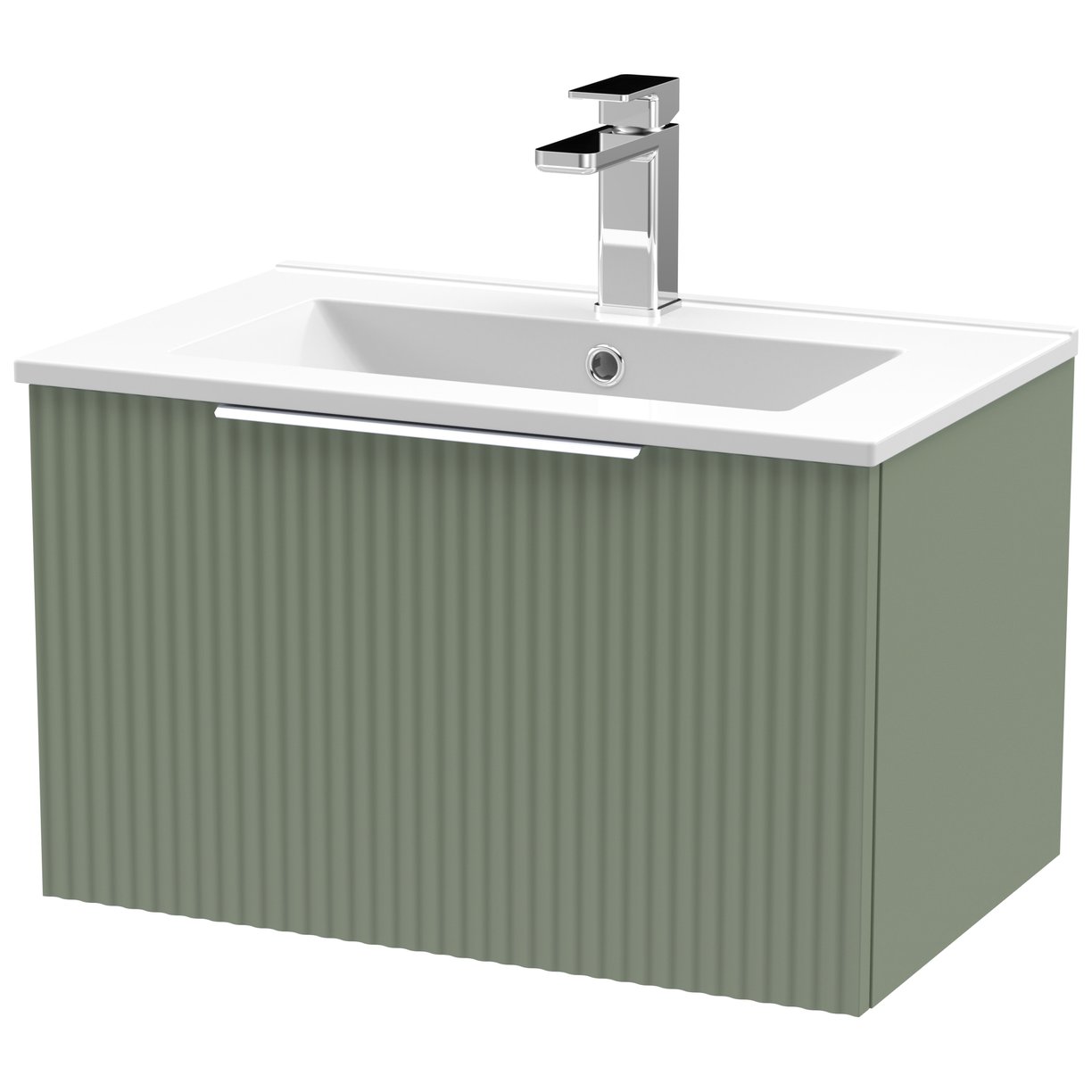 600 W/H Single Drawer Vanity & Basin 2 - Satin Green