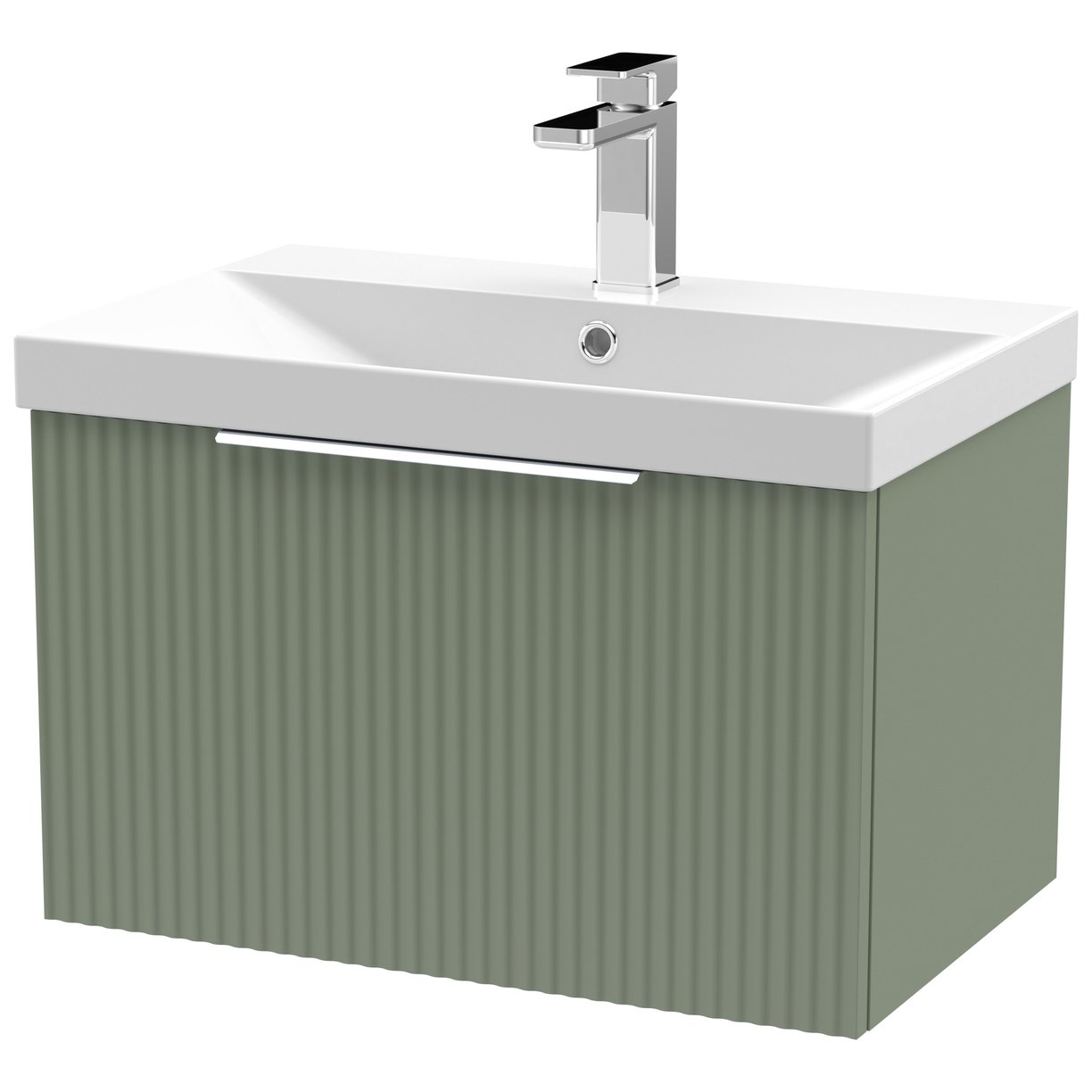 600 W/H Single Drawer Vanity & Basin 3 - Satin Green