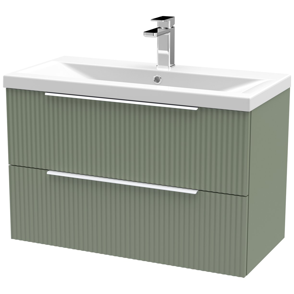 800 W/H 2-Drawer Vanity & Basin 1 - Satin Green
