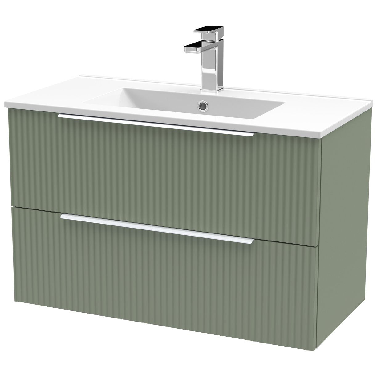 800 W/H 2-Drawer Vanity & Basin 2 - Satin Green