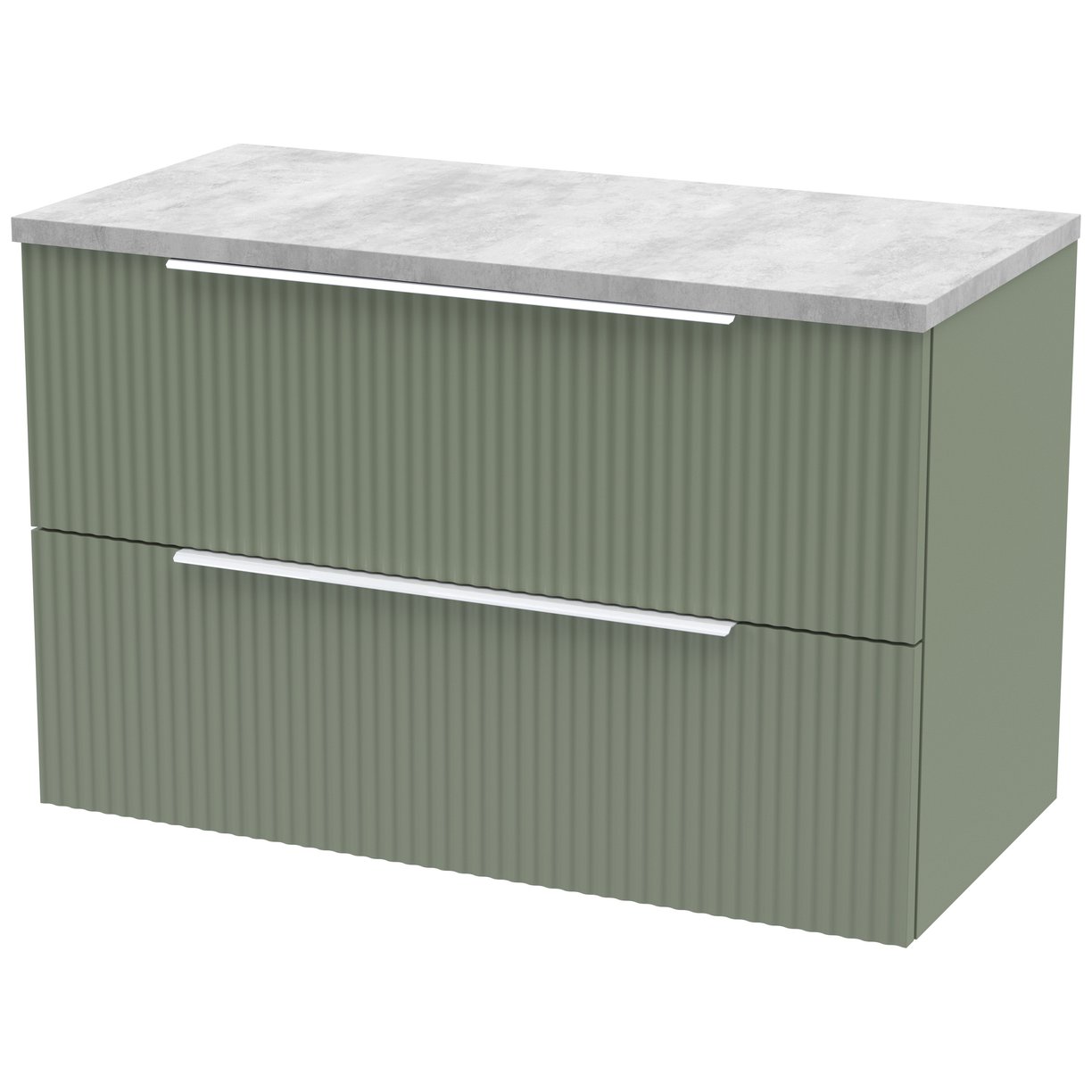800 W/H 2-Drawer Vanity & Laminate Top - Satin Green