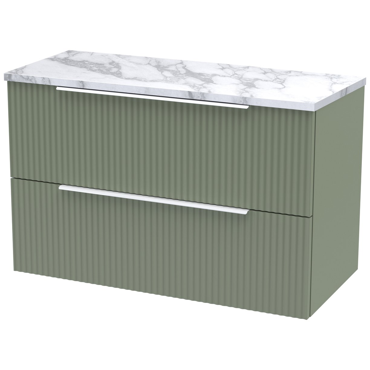 800 W/H 2-Drawer Vanity & Laminate Top - Satin Green