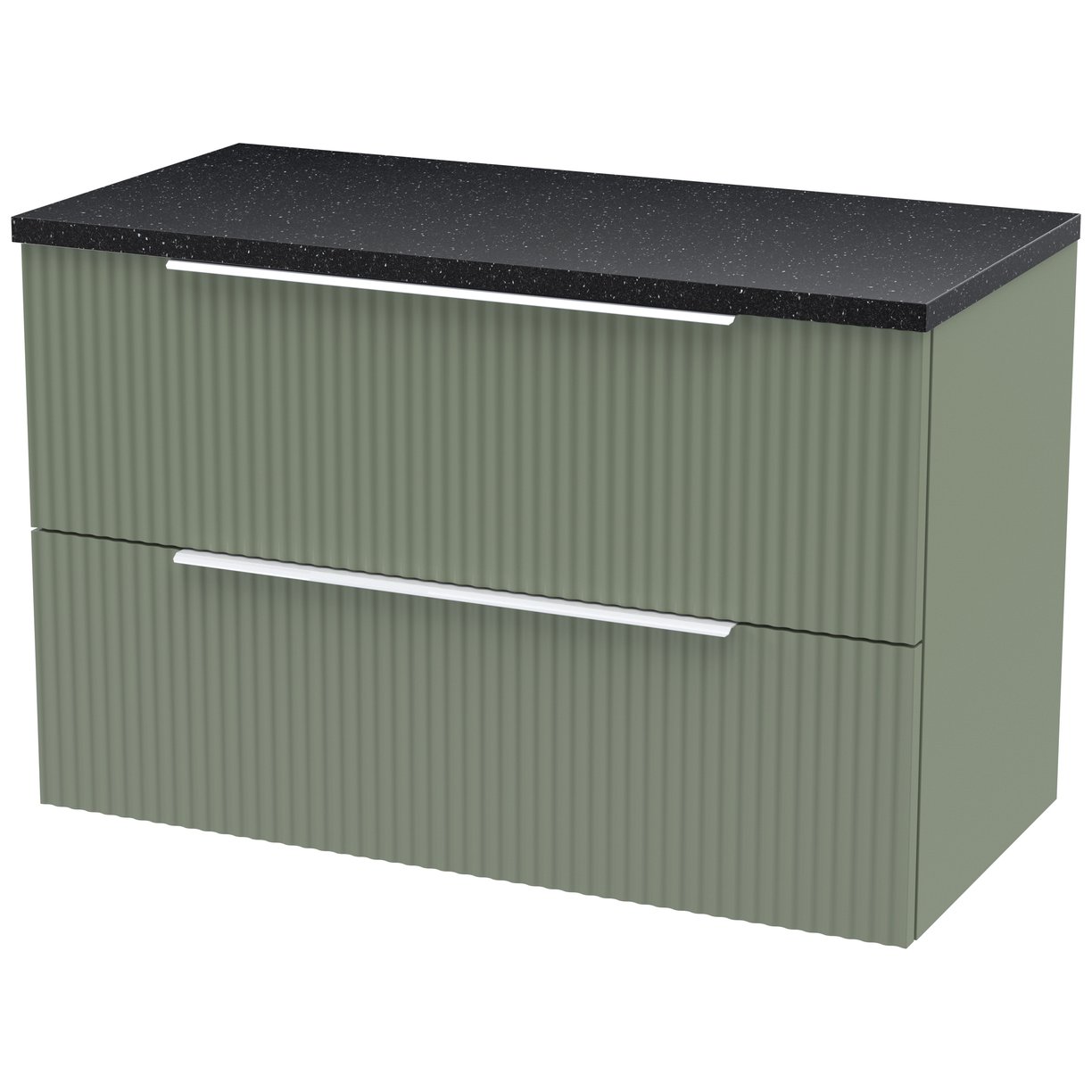 800 W/H 2-Drawer Vanity & Laminate Top - Satin Green