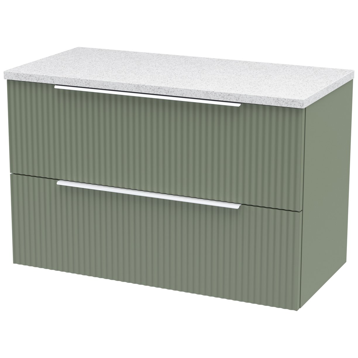 800 W/H 2-Drawer Vanity & Laminate Top - Satin Green